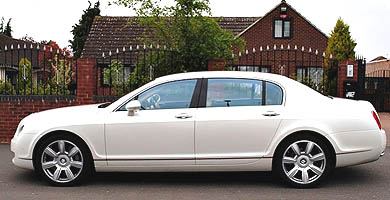 White Bentley Flying Spur hire for weddings
