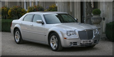 Chrysler 300 wedding car in silver